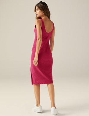 red midi dress