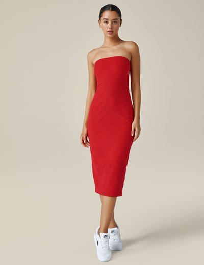 red strapless dress