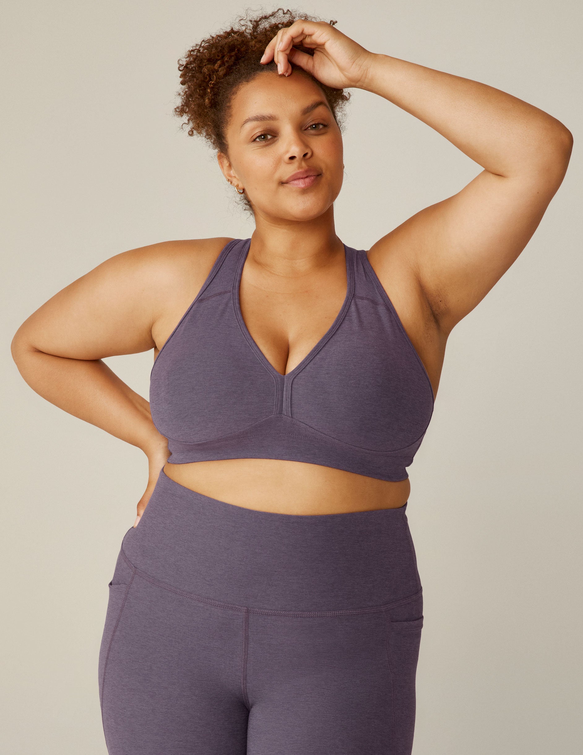 Exclusions Purple V-Neck Sports Bras.