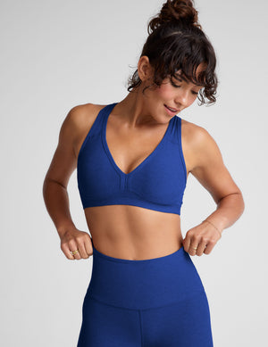 blue self-lined bra with removable padding. 