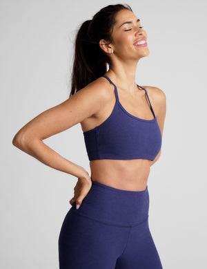 blue slim strapped racerback bra top. 