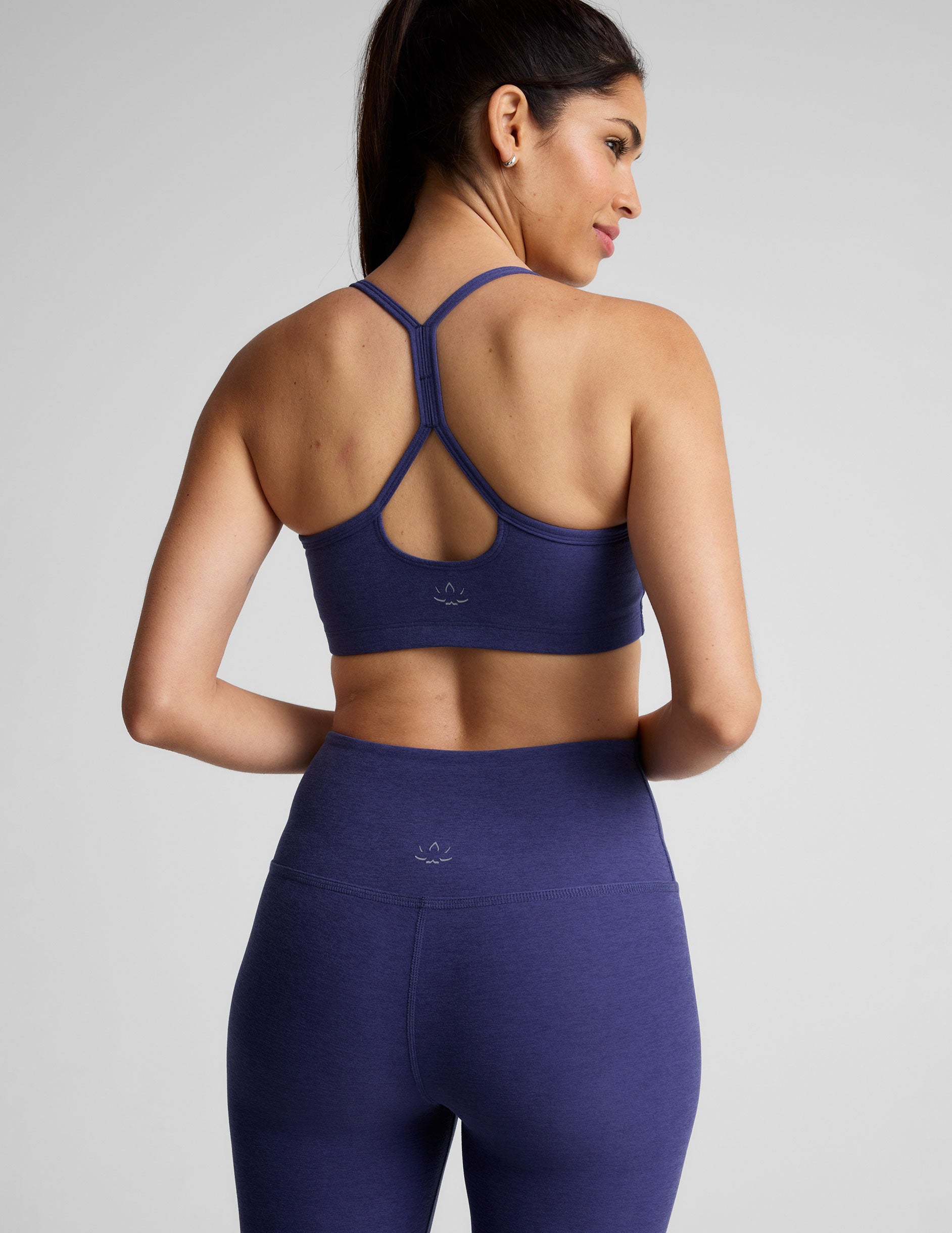 blue slim strapped racerback bra top. 