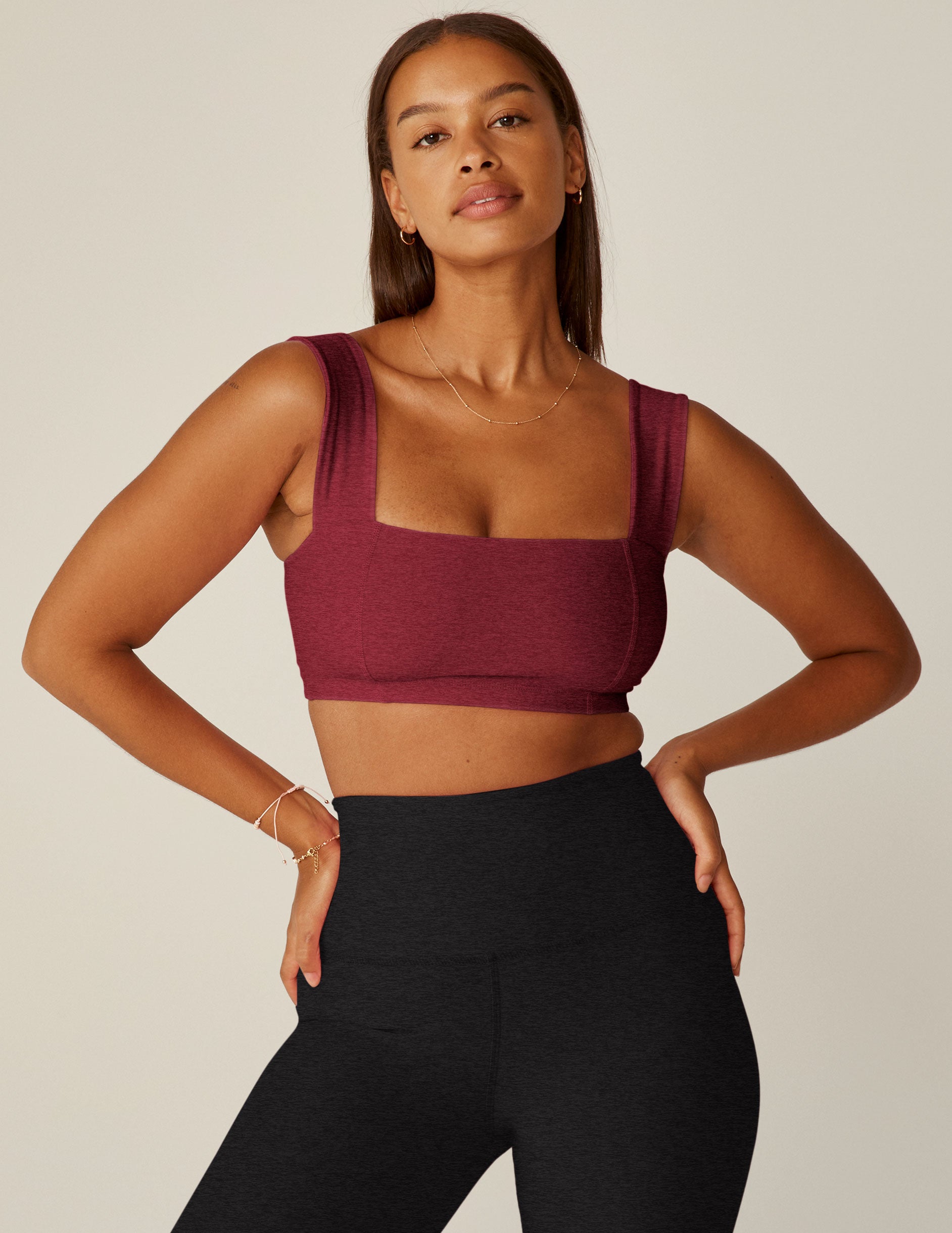 red square neck bra top. 