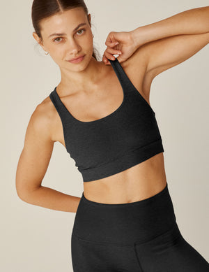 black bra top with open cross detail in back