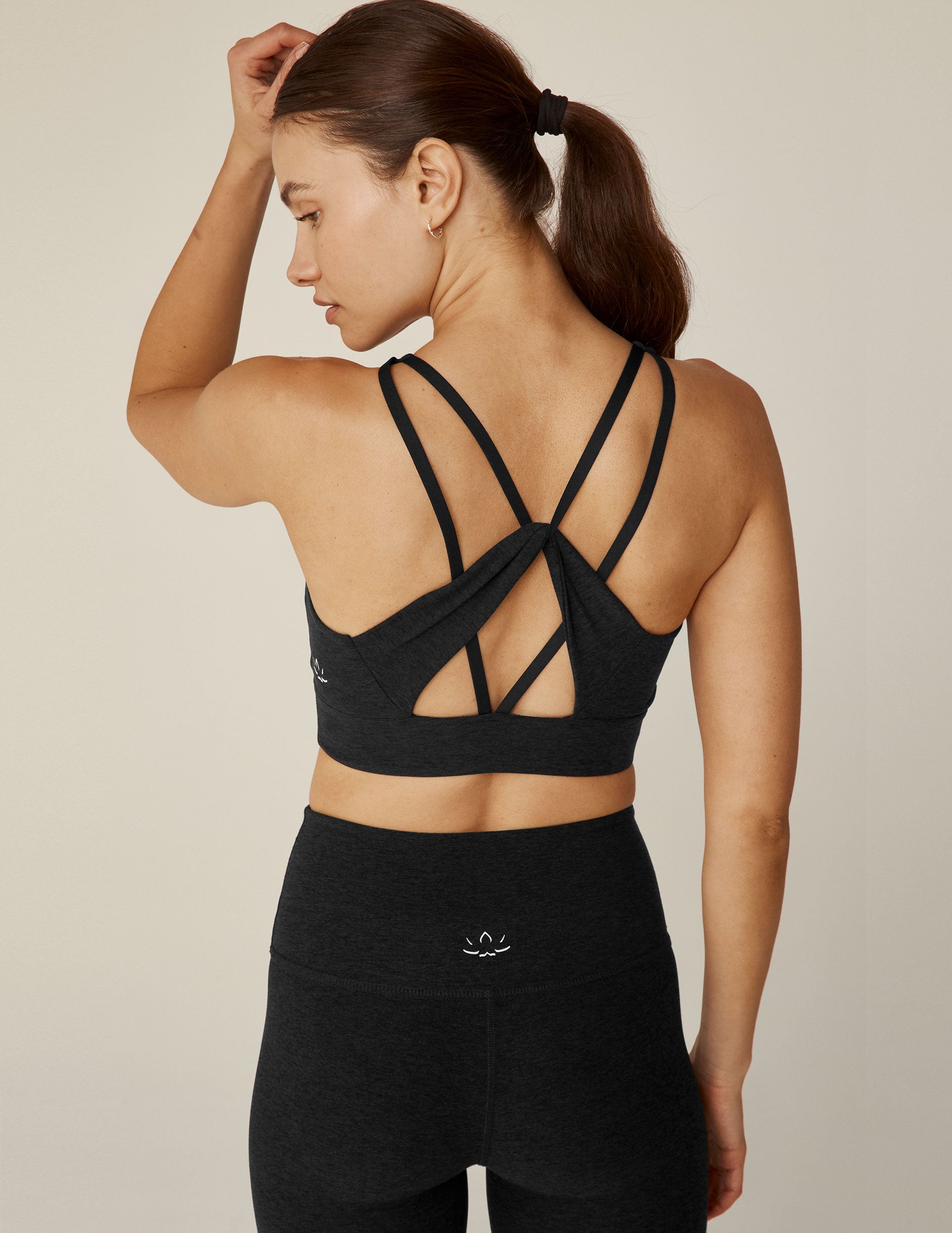 $64 Beyond Yoga Women's Orange Printed Open-Back Sports Bra Size