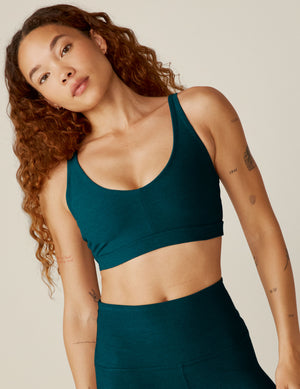 blue scoop neck spacedye bra top. 