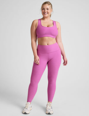 pink medium support racerback bra with a 2
