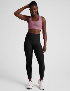 pink long line racerback bra. 