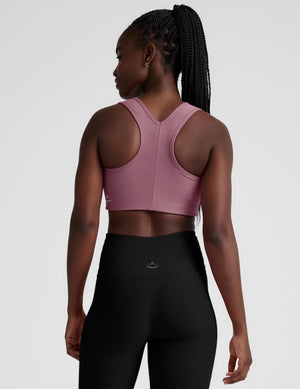 pink long line racerback bra. 