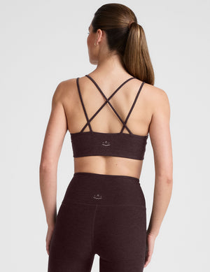 down soft v-neck bra with crossover back straps. 