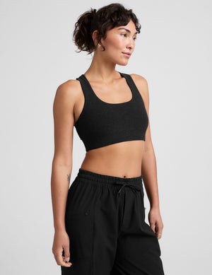 black long line racerback bra. 