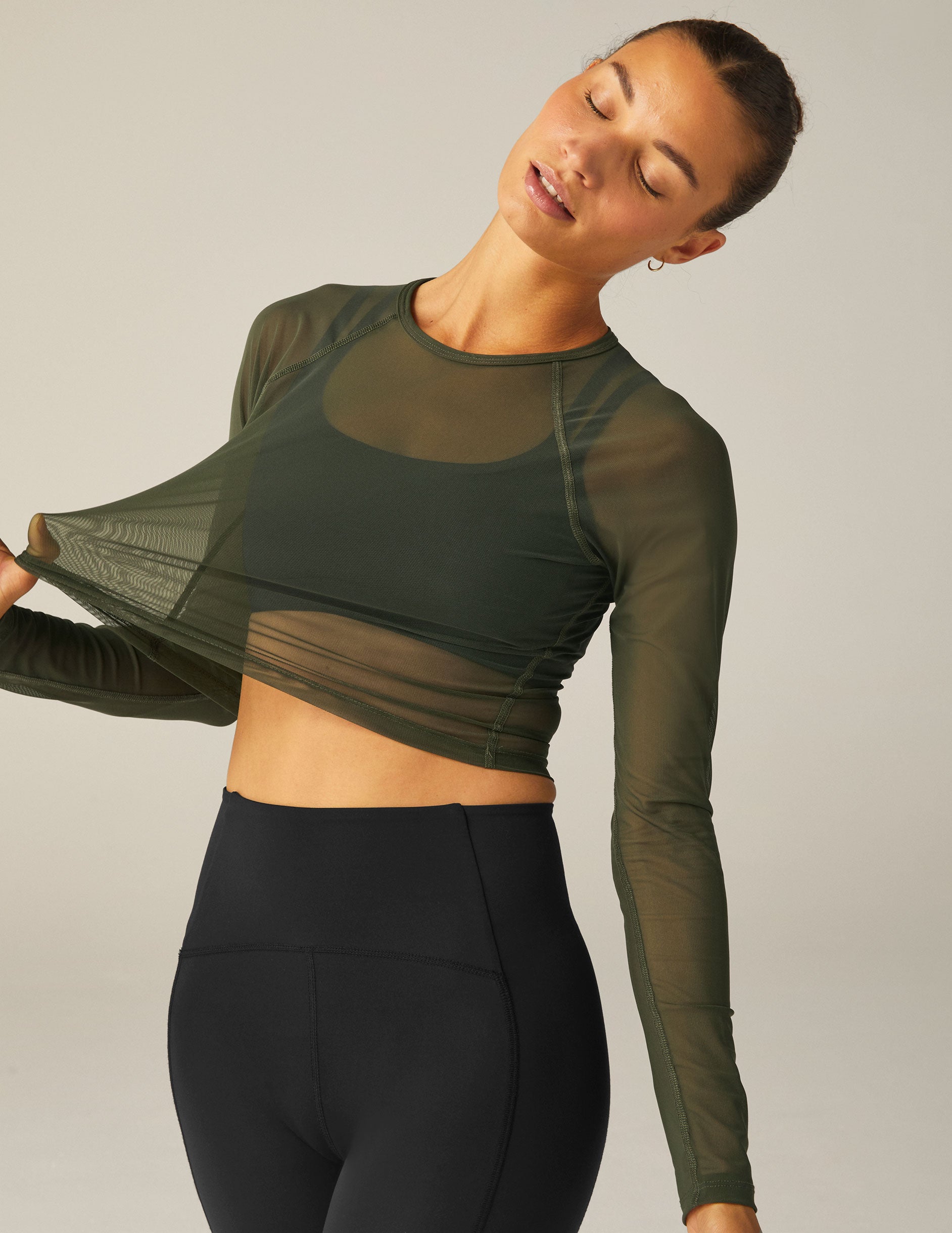 Show Off Mesh Long Sleeve Cropped Top Beyond Yoga