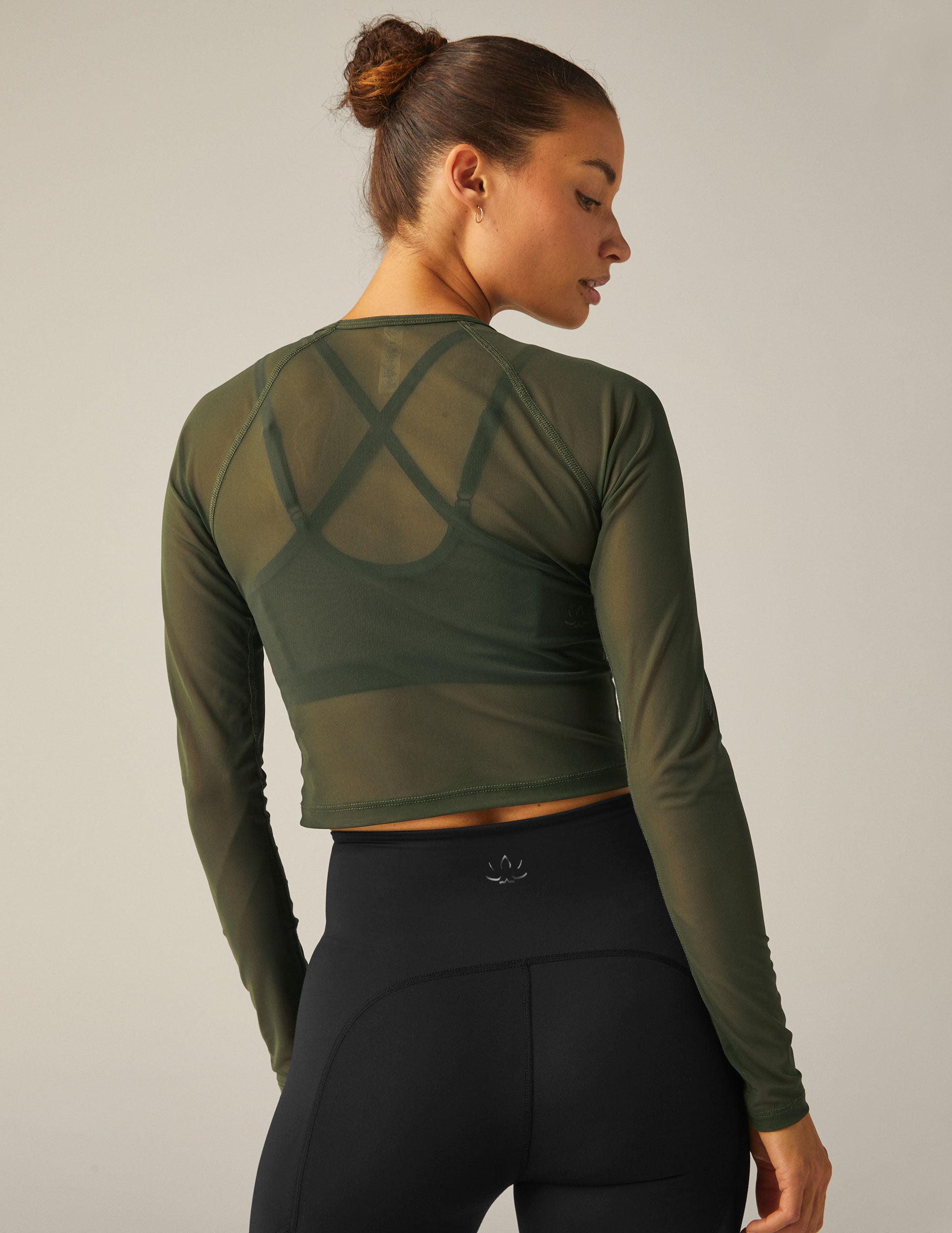 green sheer long sleeve top