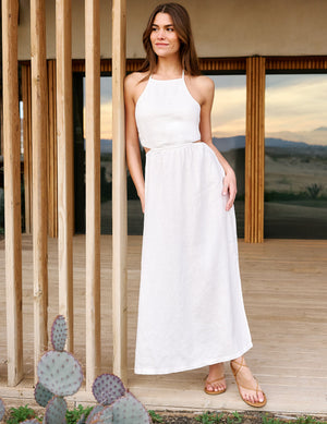 Beyond Yoga SoftWash Linen Halter Dress | White / XXS Beyond Yoga SoftWash Linen Halter Dress | White / XXS