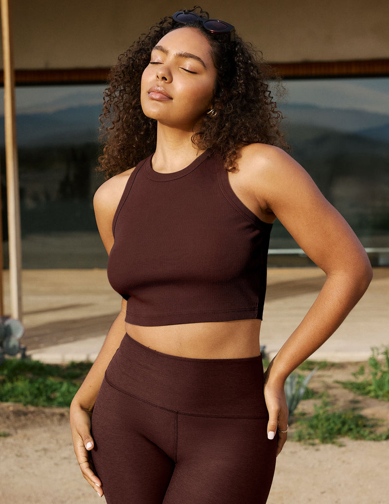 On Repeat Rib High Neck Cropped Tank