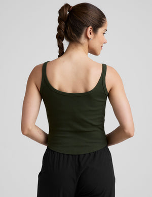 green scoop neck ribbed tank top. 
