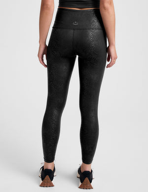 black viper print high-waisted midi leggings. 