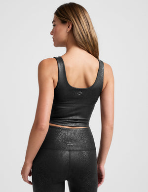 black viper printed cropped tank top. 