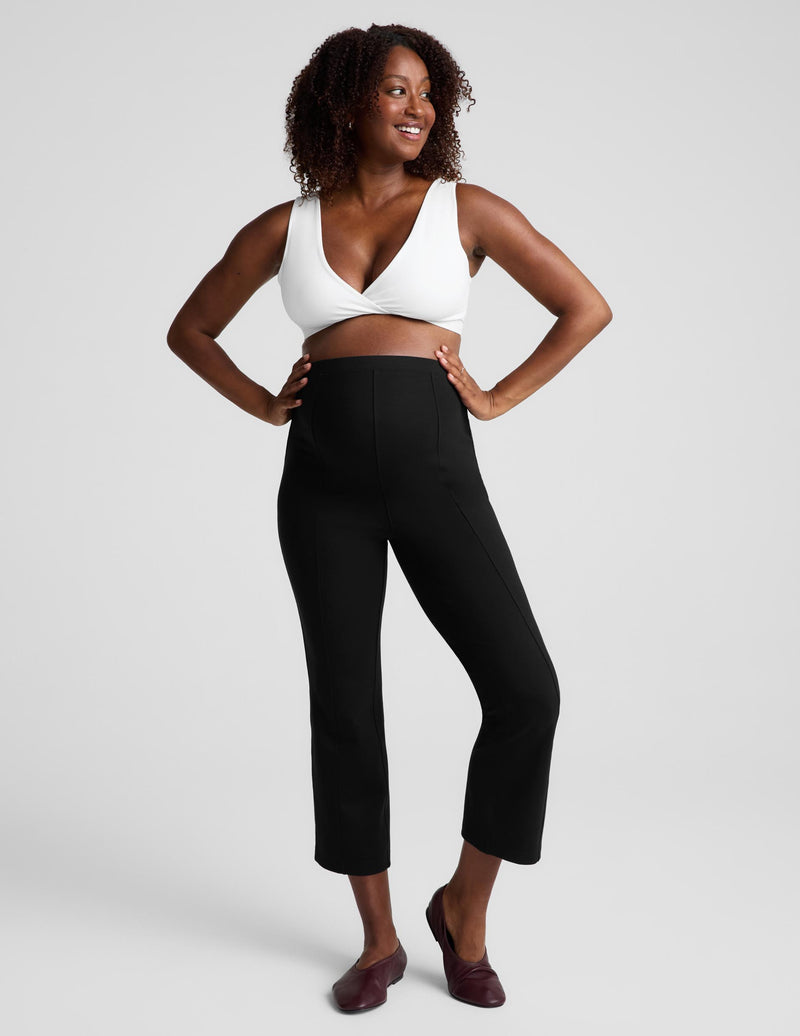 Ponte Maternity Cropped Flare Pants