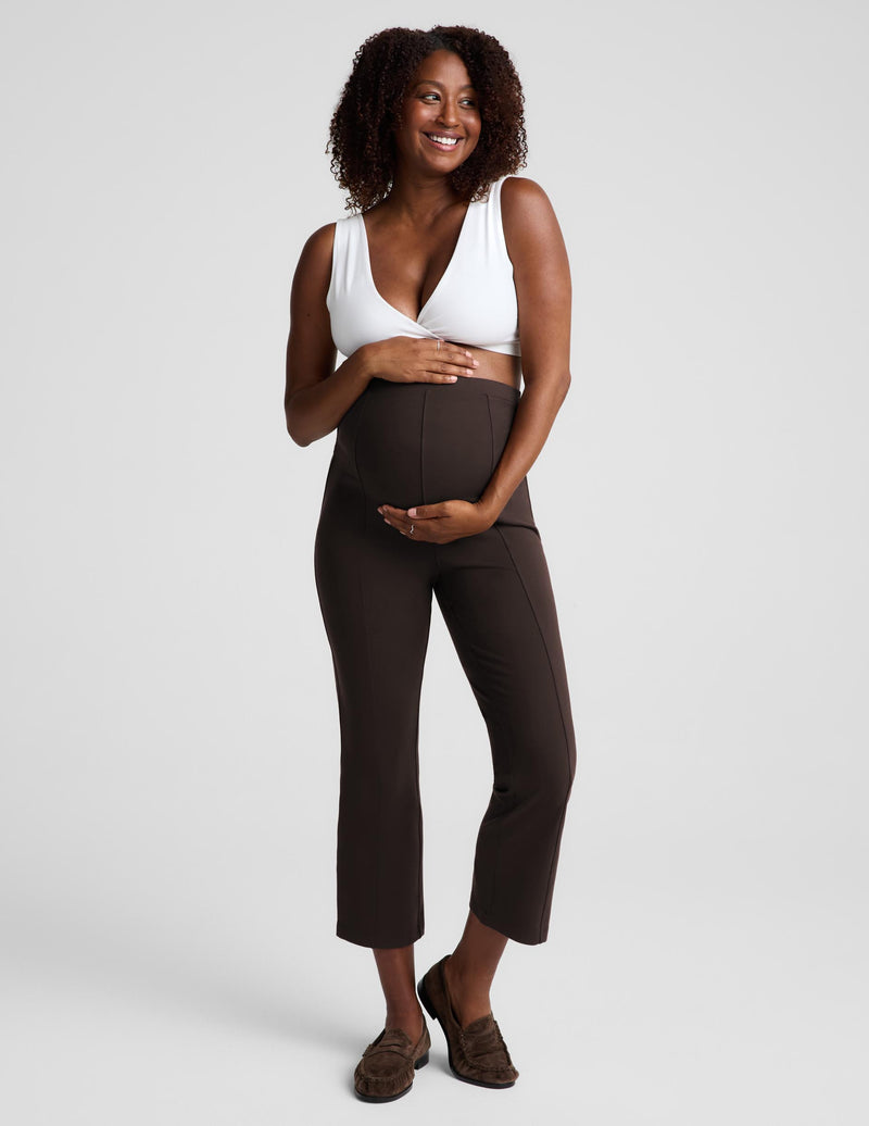 Ponte Maternity Cropped Flare Pants