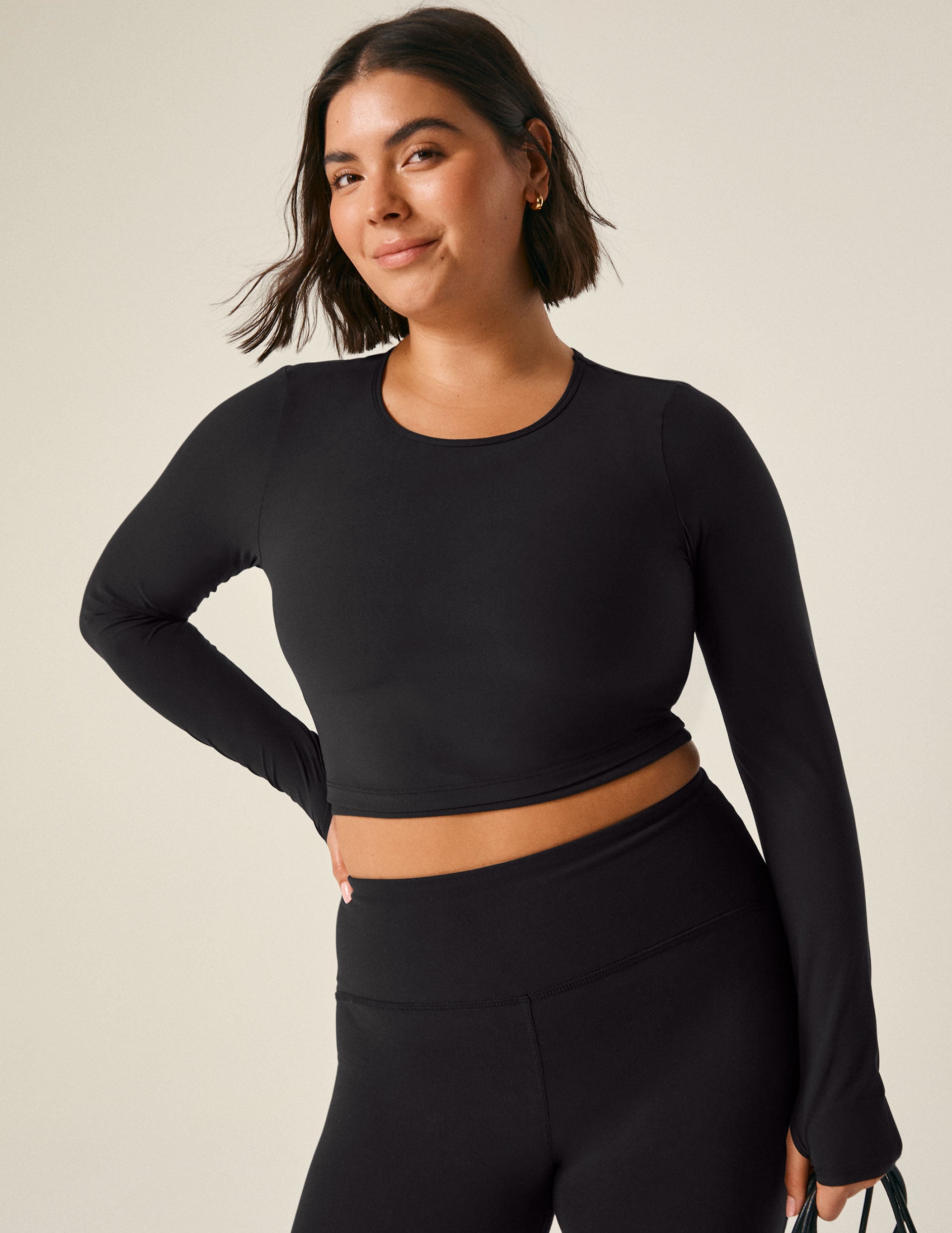 Core - Soft Rib Backless Crop Top in Black