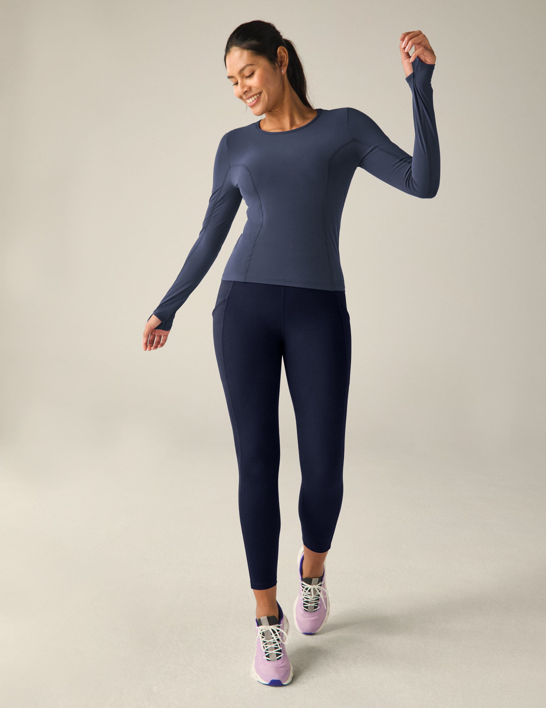 blue long sleeve top