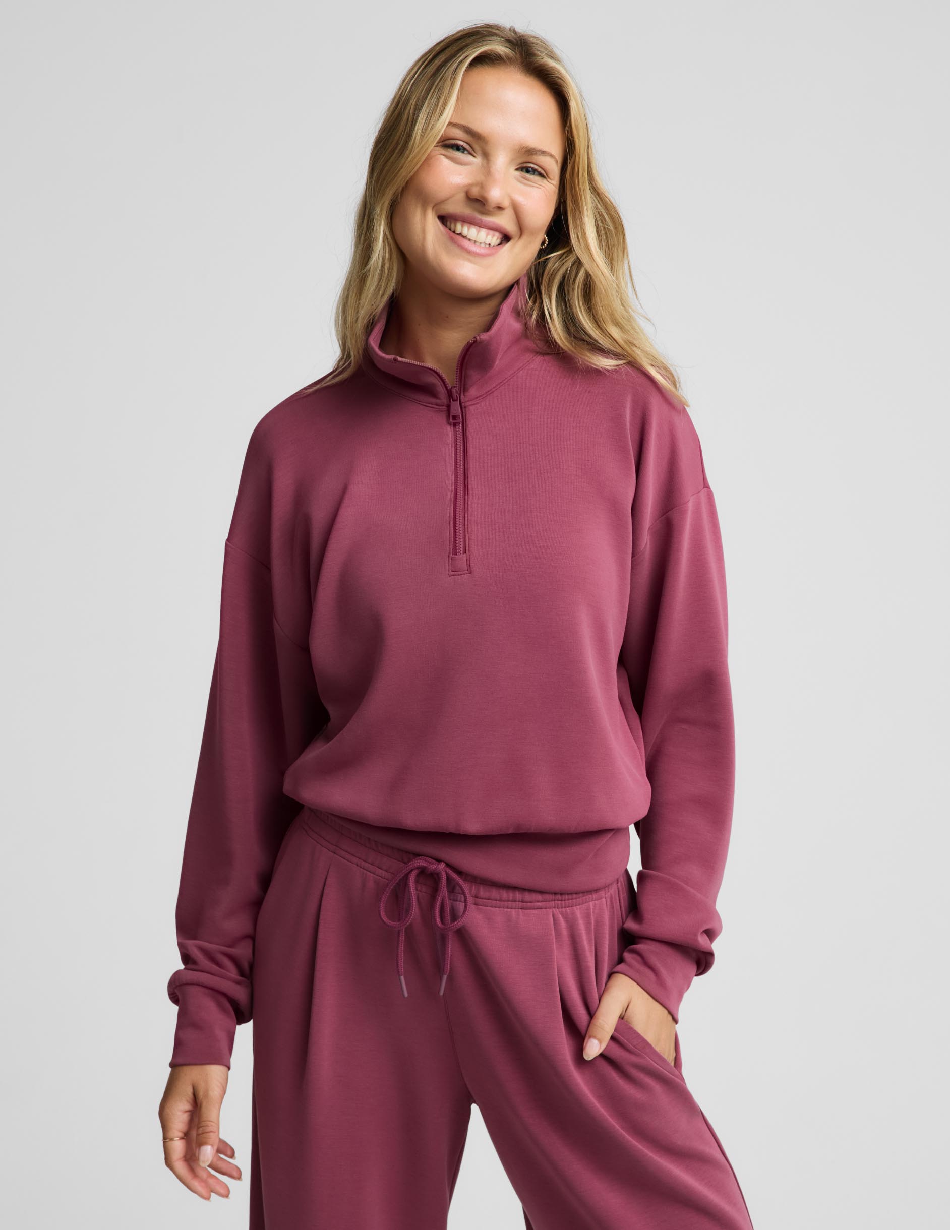 Luxe Sandwash Half Zip Pullover | Beyond Yoga