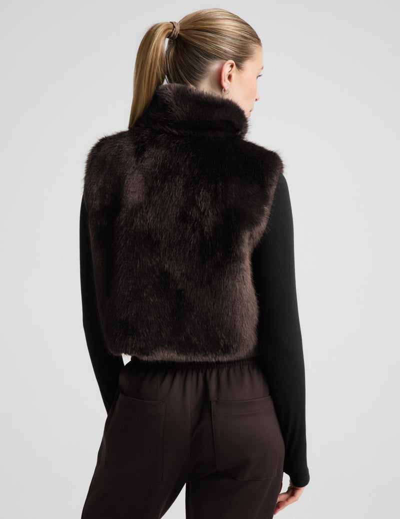 On The List Faux Fur Cropped Vest
