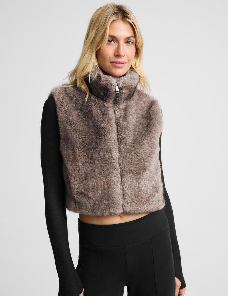 On The List Faux Fur Cropped Vest