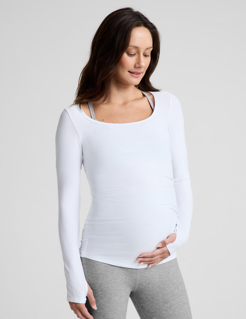 Featherweight Scoop Neck Maternity Long Sleeve Top