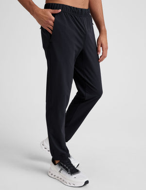 blue men's jogger with side zip pockets. 