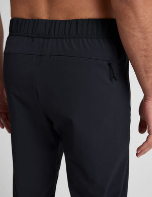 blue men's jogger with side zip pockets. 