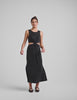 black maxi dress with cutouts at the waist. 