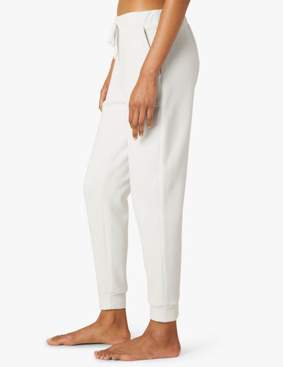white jogger with drawstring at waist