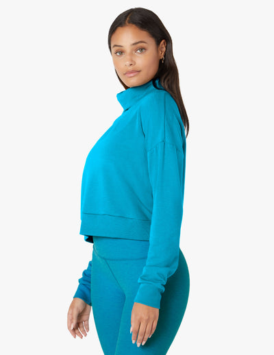 blue crop long sleeve sweatshirt
