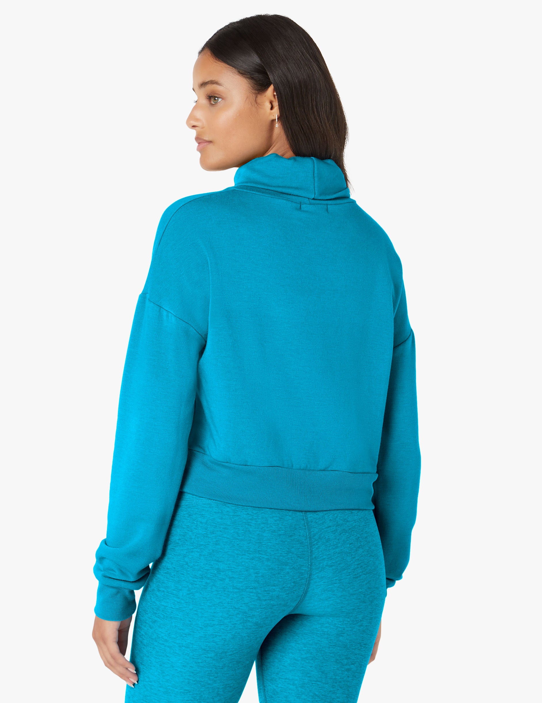 blue crop long sleeve sweatshirt