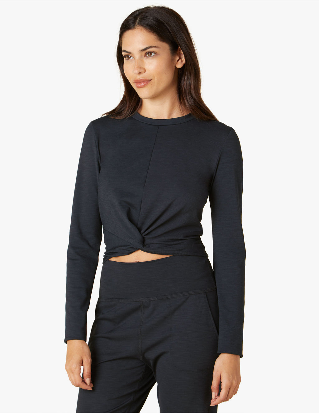Heather Rib Groove Cropped Top Secondary Image