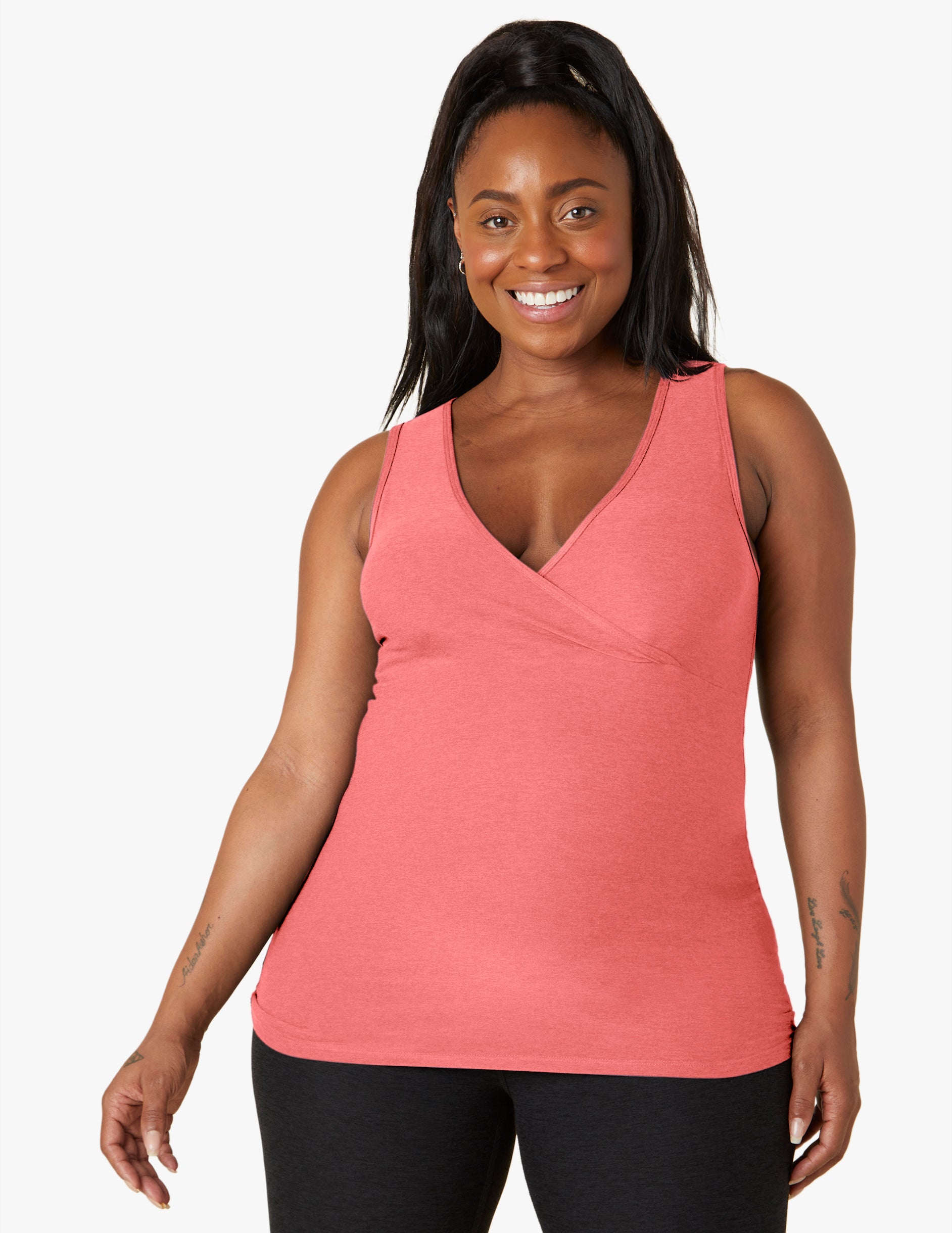 pink sleeveless maternity nursing top 