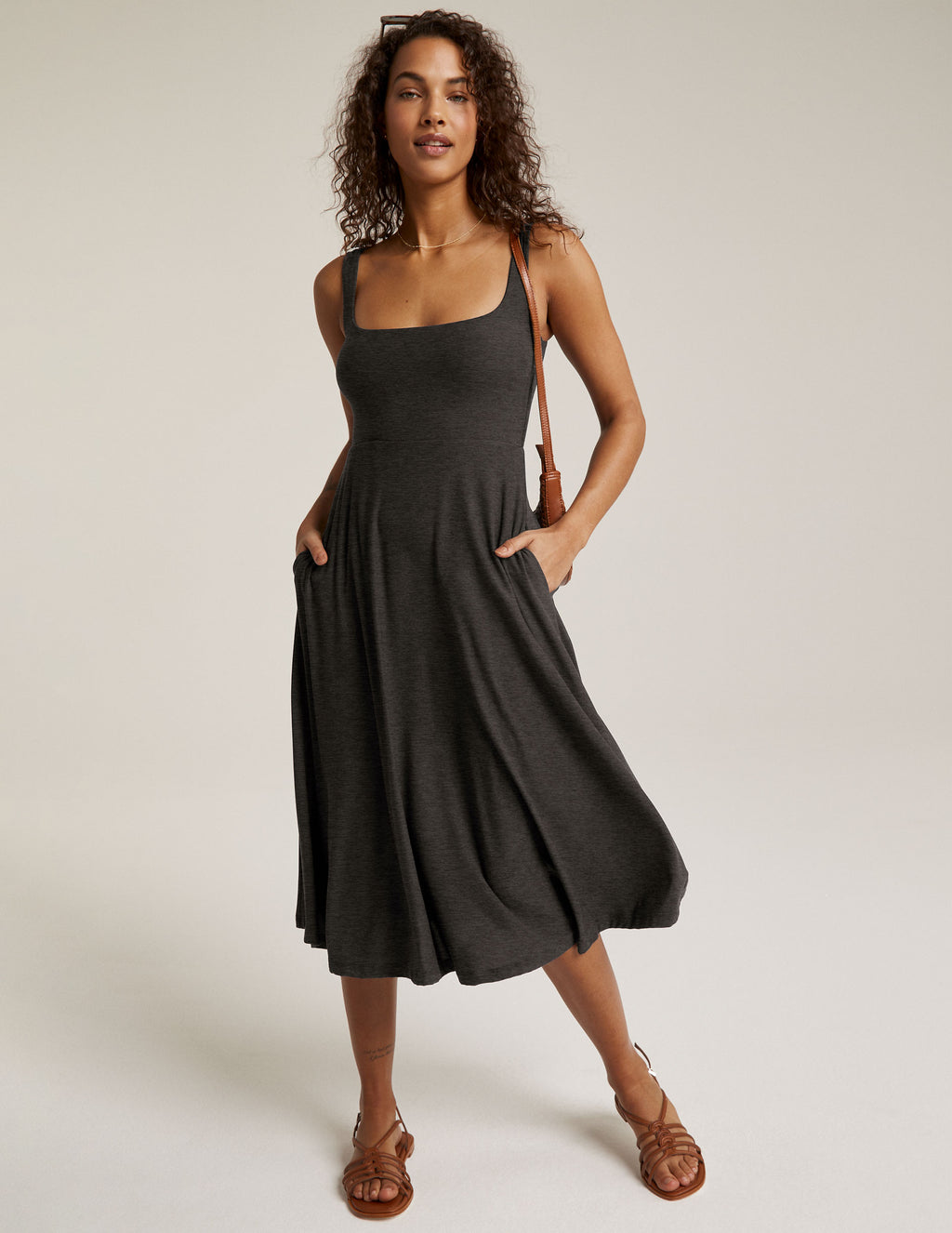 Beyond Yoga, Ease Into it Maternity Midi Tank Dress in Black