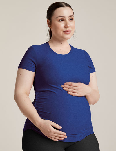 blue maternity short sleeve top