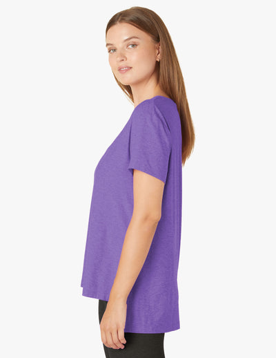 purple v neck short sleeve tee