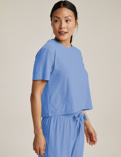 blue short sleeve top