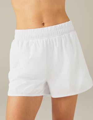 white shorts with seamless short detail inside with pockets