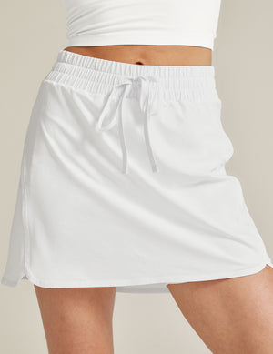 white skort with drawstring at waist and short detail underneath