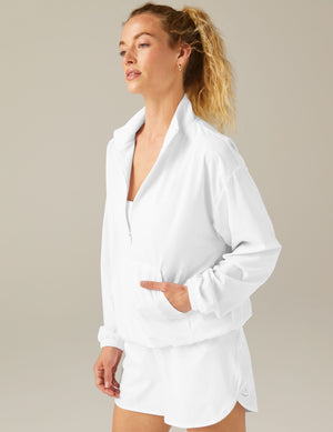 white half zip pullover