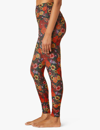 pressed flower print midi leggings