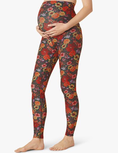 pressed flower print maternity legging