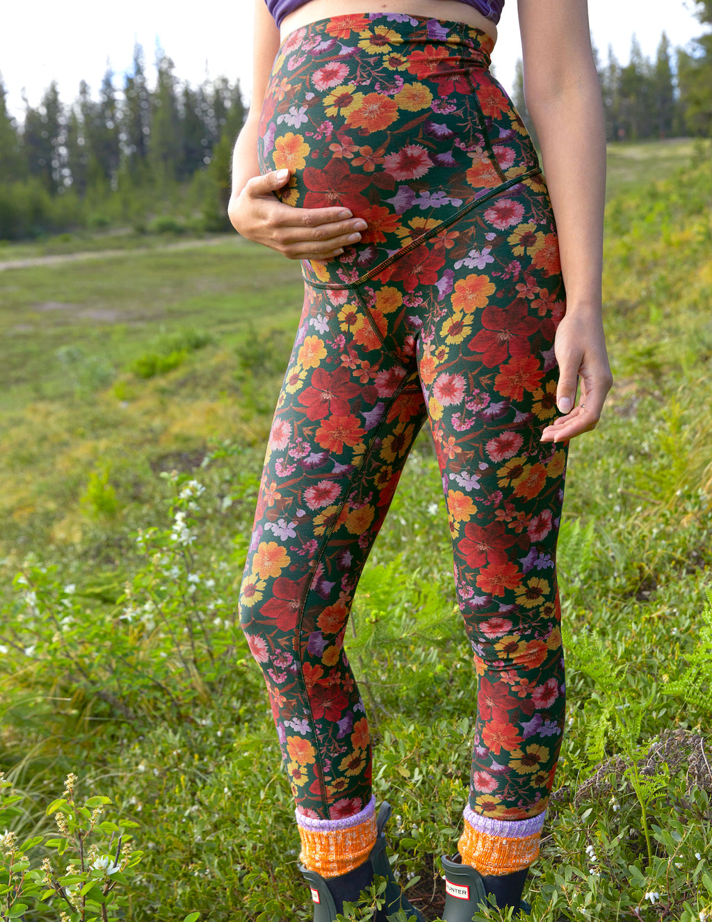 Pressed Flowers SoftMark Love The Bump Midi Maternity Legging Featured Image