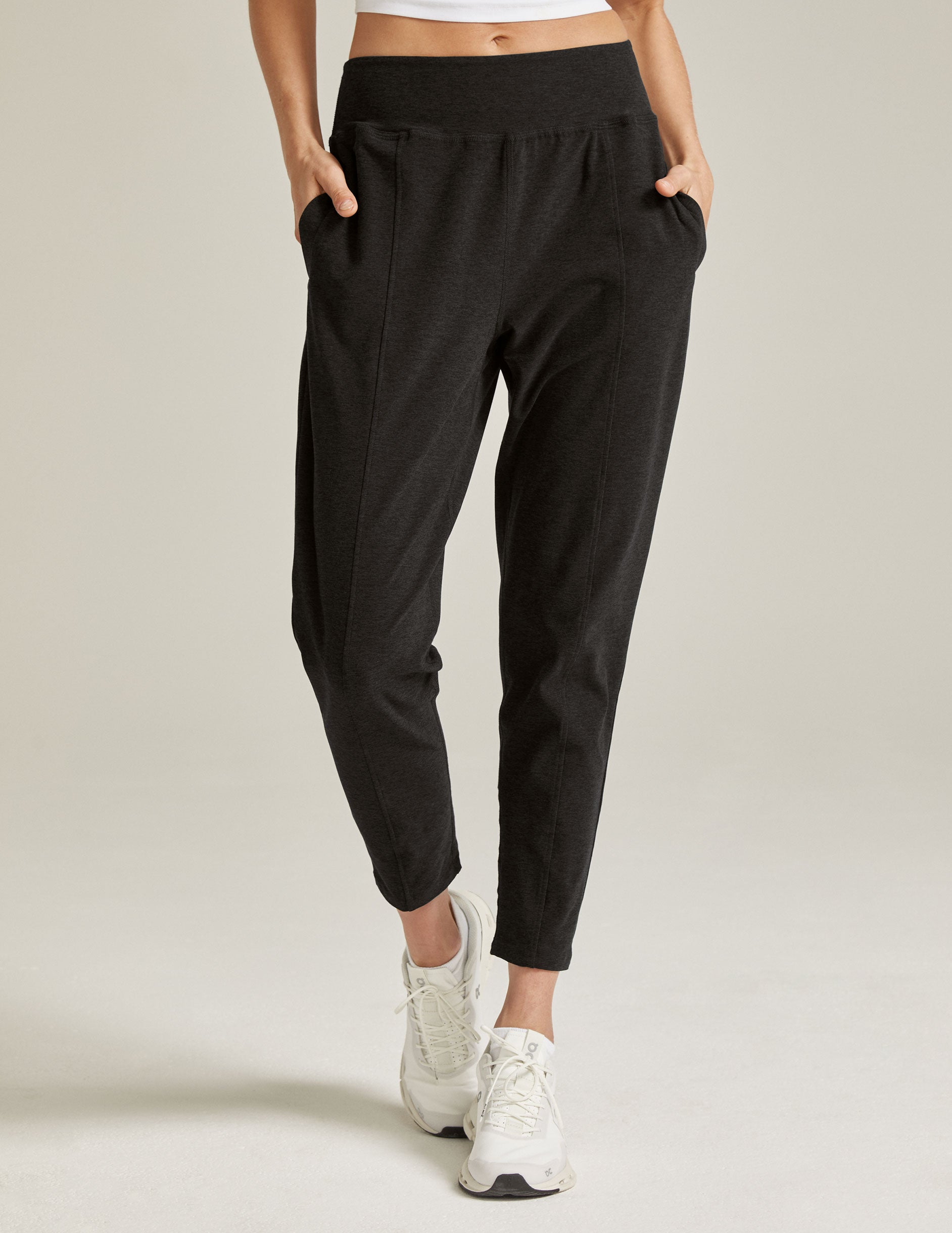 black tailored joggers with pocket at each side
