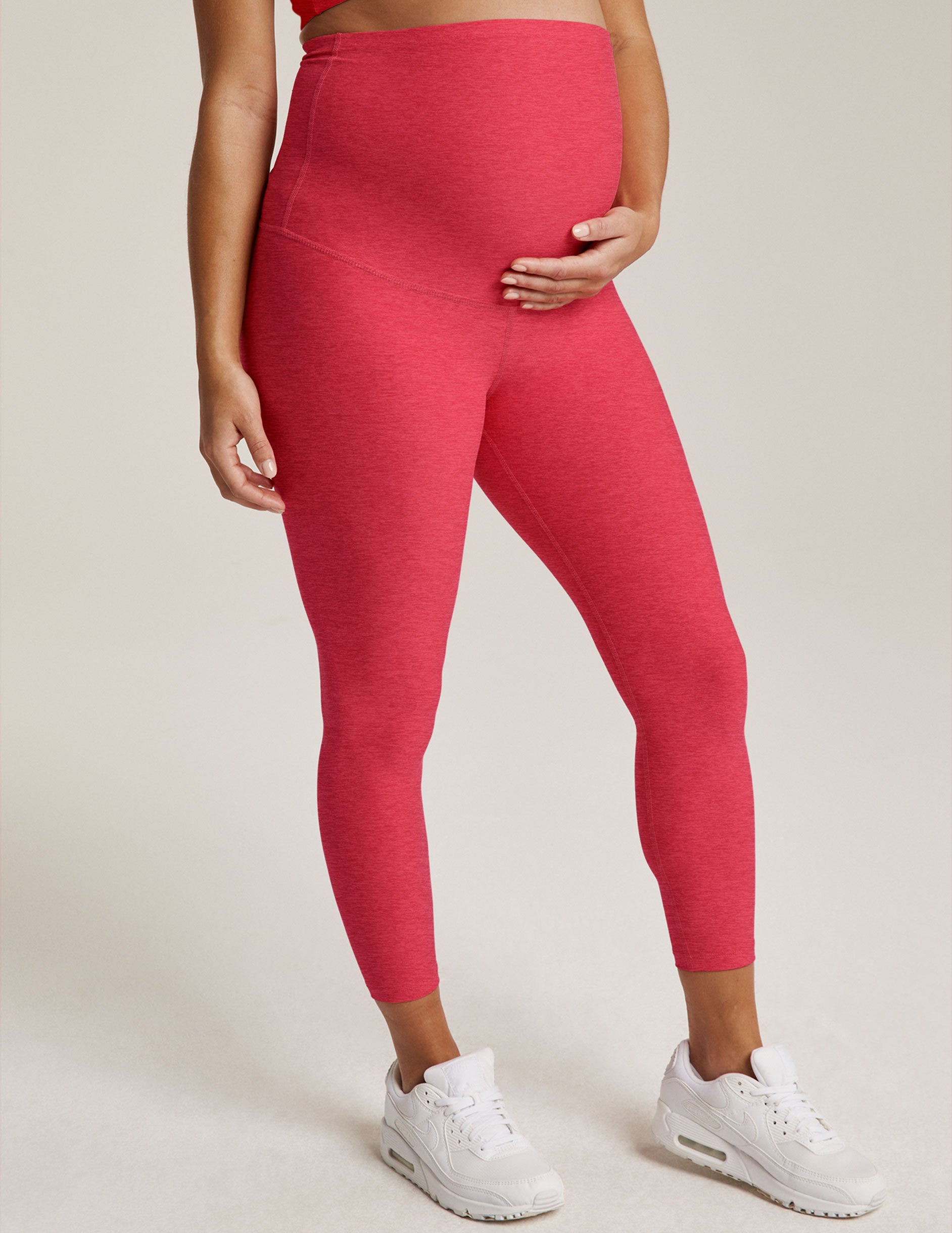red maternity capri high waisted legging